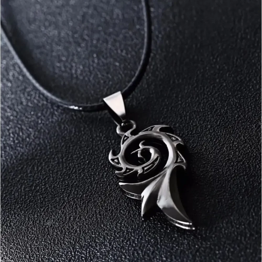 Men's Dragon Flame Necklace Pendant Wings Gothic Silvertone Black Cord Chain New